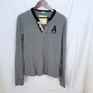 Gray Long Sleeve Henley Shirt